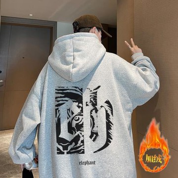 美式高街男潮衛衣加絨加厚潮牌炸街高級感重磅連帽衫oversize外套