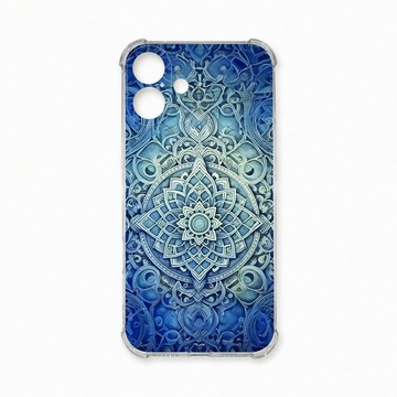 iPhone 16 Plus 殼 TRON IPhone 16 PLUS 藍色漸層印度Henna幸運祝福圖騰 四角防摔殼 手機殼