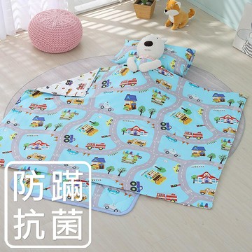 兒童三件式睡袋 防蹣抗菌 睡墊/四季被/兒童纖維枕 美國棉授權品牌 / 交通樂園 [鴻宇] 台灣製 - 1778
