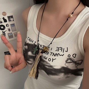 【台灣公司 可打統編】免運 新中式掃把流蘇長款串珠項鏈女高級感民族風裝飾波西米亞風配飾潮 可開發票 全館五折 工廠現貨直銷 新品特價 z9211