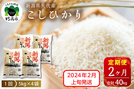 新潟県矢代産コシヒカリ20kg×2回（計40kg）※沖縄県・離島配送不可