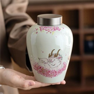 草木灰一鹿相伴融品茶葉罐密封罐茶倉功夫茶具大號儲存罐