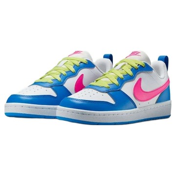 NIKE 耐吉 兒童款 COURT BOROUGH LOW RECRAFT GS 運動鞋 IH0644-161  白色 + 藍色 + 粉色  23.5cm