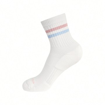 休閒無縫條紋氣墊長襪 - M白