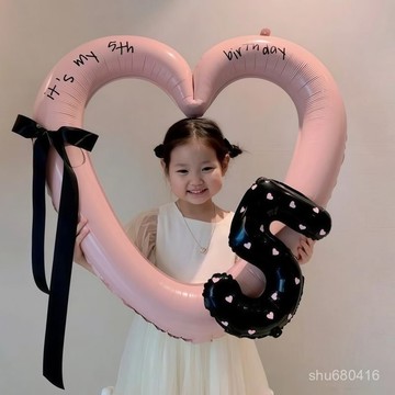 【全店免運 五折特價】生日派對裝飾鏤空大愛心相框鋁膜氣球拍照道具男女孩場景布置創意生日氣球 兒童禮物  高品質 網紅氣球