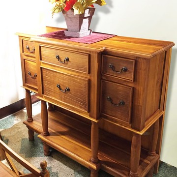 【吉迪市100%全柚木家具】HABU003A 柚木復古玄關櫃 抽屜 餐櫃