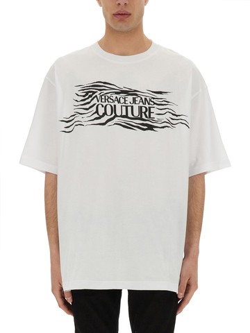 versace jeans couture zebra rhinestone logo t-shirt