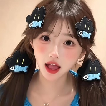 新上架👉小黑貓打工人劉海貼髮飾女生日常百搭頭貼搞怪日系甜美頭飾髮夾交換禮物 送朋友禮物