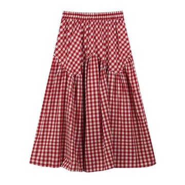 AS467格子半身裙紙樣女裝拼接傘裙夏季中長款裙子樣板圖