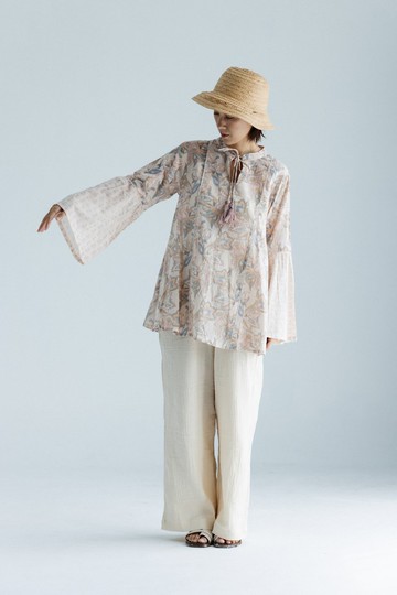 綁帶拼接長袖上衣_粉彩花園