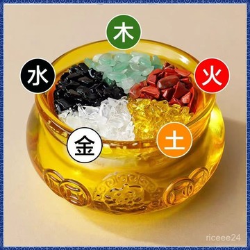 紫南宮過爐開光🙏🏻7月初更新-天然水晶碎石五色原石消磁碗黃水晶白消磁石五行石聚寶盆家居擺件