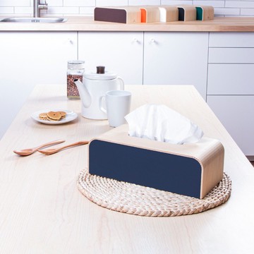 YAMATO工藝  手作布藝木質面紙盒 午夜藍