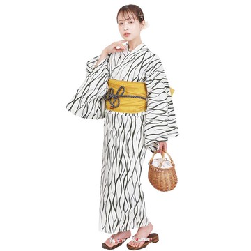 日本 和服 女性 梭織 浴衣 腰封 2件組 F Size x40-14a yukata