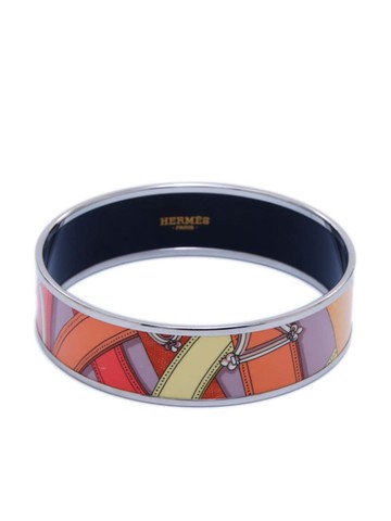 Hermès Pre-Owned - 2000s GM wide bangle - women - Silver Plated - One Size - Red
