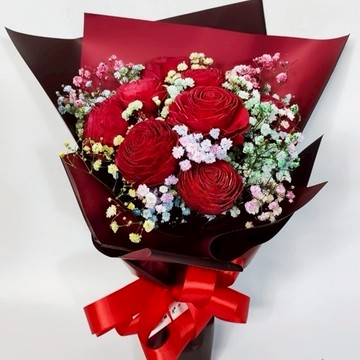 美眉玫瑰乾燥索拉花束-紅色系列