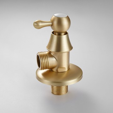 黃銅北歐拉絲金復古歐式加厚冷熱水金色三角閥門通用大流量止水閥