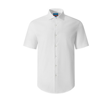 免熨防皺彈性暗紋短袖上班襯衫/白色 | 5113102200