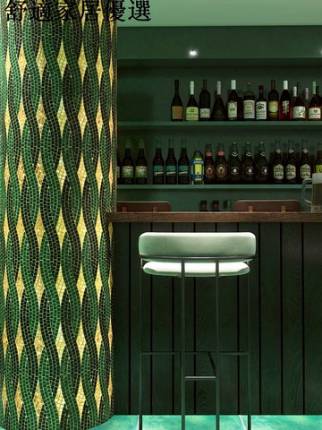 可開發票 量多可議價 摩洛哥墨綠玻璃馬賽克瓷磚衛生間浴室綠色圓柱手工剪拼背景墻墻磚