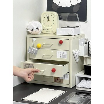 盤鐵藝桌面收納盒抽屜式辦公室文件多層置物架桌上鐵皮儲物收納任【遠宏-文教用品】【益三和】