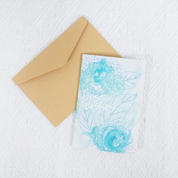【送你最好的祝福】水彩祝福 祝賀卡連信封 簡單 紀念 心意卡