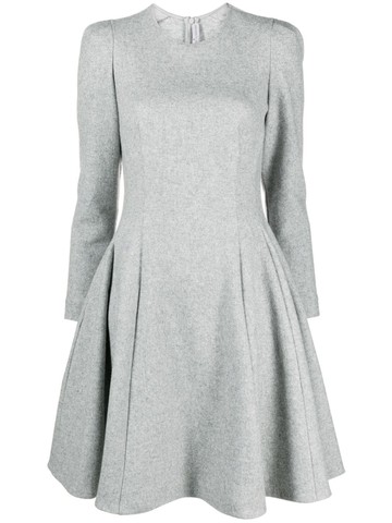 Ermanno Scervino - puff-sleeve midi dress - women - Wool/Polyamide/Elastane/Polycarbonite - 44 - Grey