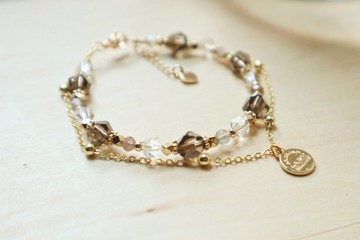 簡約氣質【茶晶|白水晶】雙鏈手鏈|心靈平靜|平靜穩定|助眠