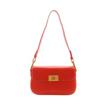 FIRANO-鐵牌方形翻蓋皮革肩/斜背小包(亮紅色)