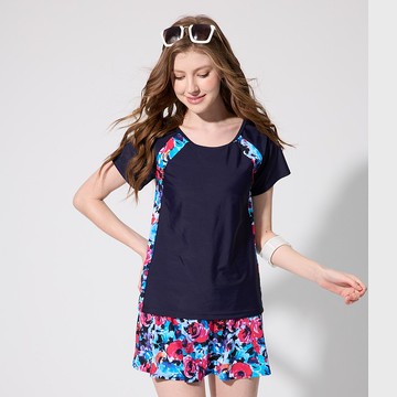 MIT 短袖二件式 顯瘦泳裝 5L加大款