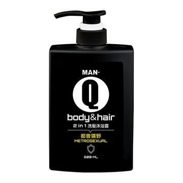 MAN-Q 2in1都會獷野洗髮沐浴露 質感成熟香氣 綠茶蘆薈萃取 緊緻柔嫩 佛手柑x黑胡椒  600ml  1瓶