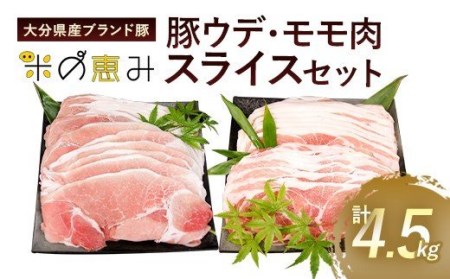 大分県産ブランド豚「米の恵み」ウデ肉・モモ肉スライスセット 計4.5kg 豚肉 小分け