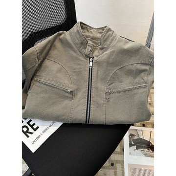 美式復古哈靈頓夾克男短款水洗帆布外套春秋季設計感潮牌痞帥上衣