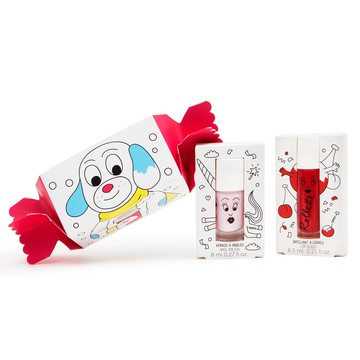 Nailmatic - 【媽咪愛獨賣組】Nailmatic 波莉水漾亮彩指甲油/櫻桃唇彩(贈小狗糖果紙盒)-晶亮粉-8ml+6.5m...