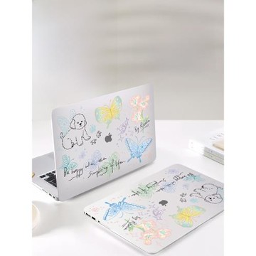V-SION小白狗透彩殼適用蘋果macbookpro保護殼2024款14寸macbook套air13筆記本mac電腦輕薄13寸透明保護套