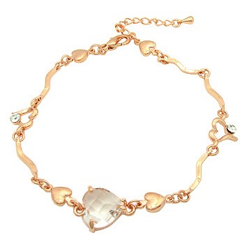 【Charme】韓國新品 浪漫之心 玫瑰金水晶 手鍊