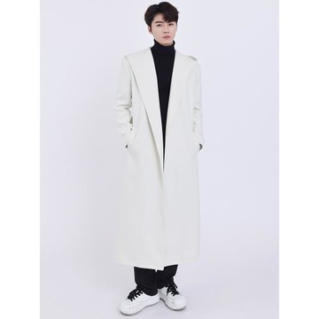 毛呢大衣男長款潮流秋冬羊毛風衣過膝呢子大衣超長款連帽外套男