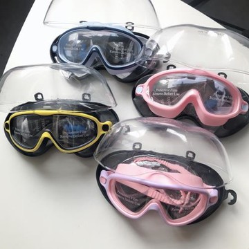 外貿元單高清泳鏡大框一體男女兒童通用防水防霧休閑游泳潛水眼鏡