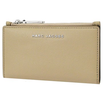 MARC JACOBS 馬克賈伯 浮雕LOGO扁式卡片零錢包.淺褐