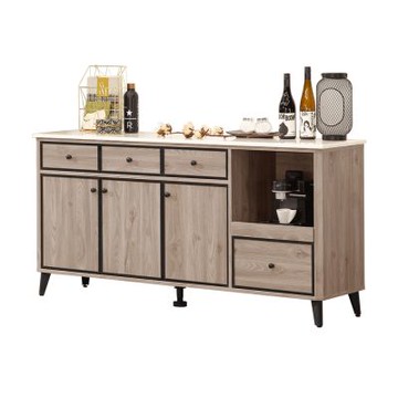 唯熙傢俱-艾芙淺灰橡色5.3尺石面餐櫃