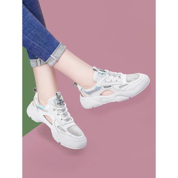 運動涼鞋女夏2025年新款休閑真皮平底包頭鏤空小白鞋軟底秋季女鞋