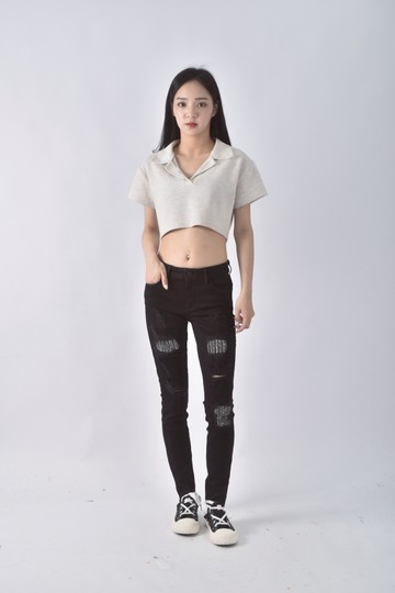 (S) guess緊身黑色長褲