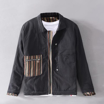 秋冬夾克外套青年加厚翻領棉服