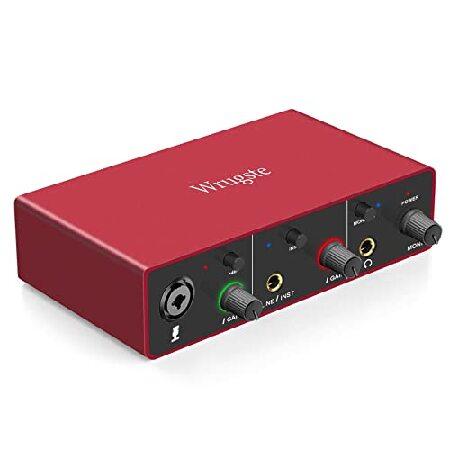 2i2 USB Audio Interface Solo(24Bit 96kHz) 48V Phantom Power for Computer Recording Podcasting and Streaming Plug and Play Noise-Free Wrugste XLR Audio