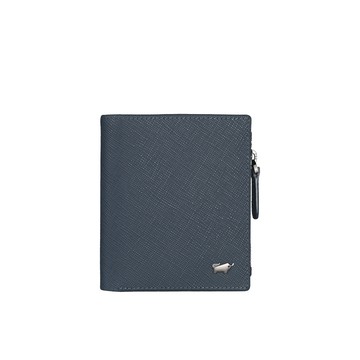 BRAUN BUFFEL 台灣總代理 HOMME-P 6卡直立拉鍊零錢袋短夾-藍色/BF598-325-NY