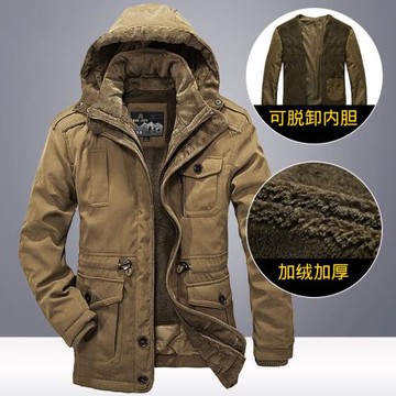 戶外可拆冬季棉衣男中長款棉襖大碼寬松加絨加厚休閑男士棉服外套