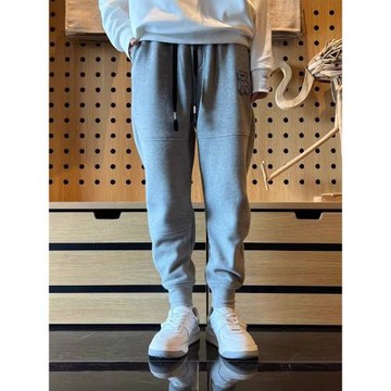 2025春秋季休閑褲子男士潮牌百搭哈倫小腳錐形褲刺繡束腳運動衛褲