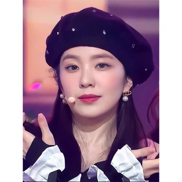 2023新款韓版毛呢黑色貝雷帽女秋冬畫家帽裴珠泫同款水鉆貝蕾帽子