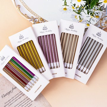 現貨蛋糕蠟燭桿型細長蠟燭鍍金鍍銀炫彩蠟燭鉛筆型蠟燭派對蠟燭6入MERMAID_MOON