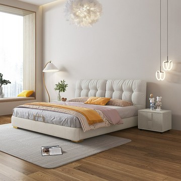 優樂悅~云朵床意式極簡ins網紅床1.8米雙人床奶油風床儲物布藝床現代簡約