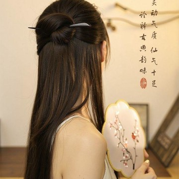 小遊魚髮簪🔥古風女盤髮簪子 黑檀木簪風漢服髮釵日常通勤髮飾 古風木質簪子髮飾 簡約復古盤髮木簪 新中式日常盤髮髮簪