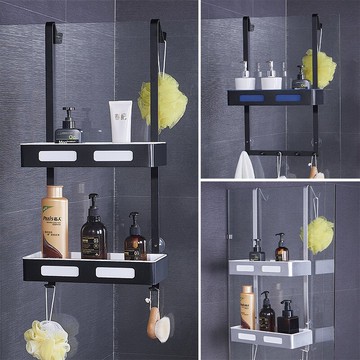 沐浴露洗發水置物架壁掛式淋浴房吸盤浴室雙層洗浴衛生間墻上掛鉤